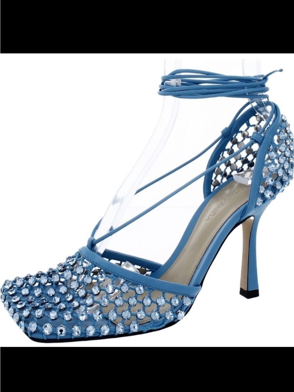 Bottega Veneta Women’s Size 36M (US size 6) Blue Sparkle Stretch Lace-Up Heels